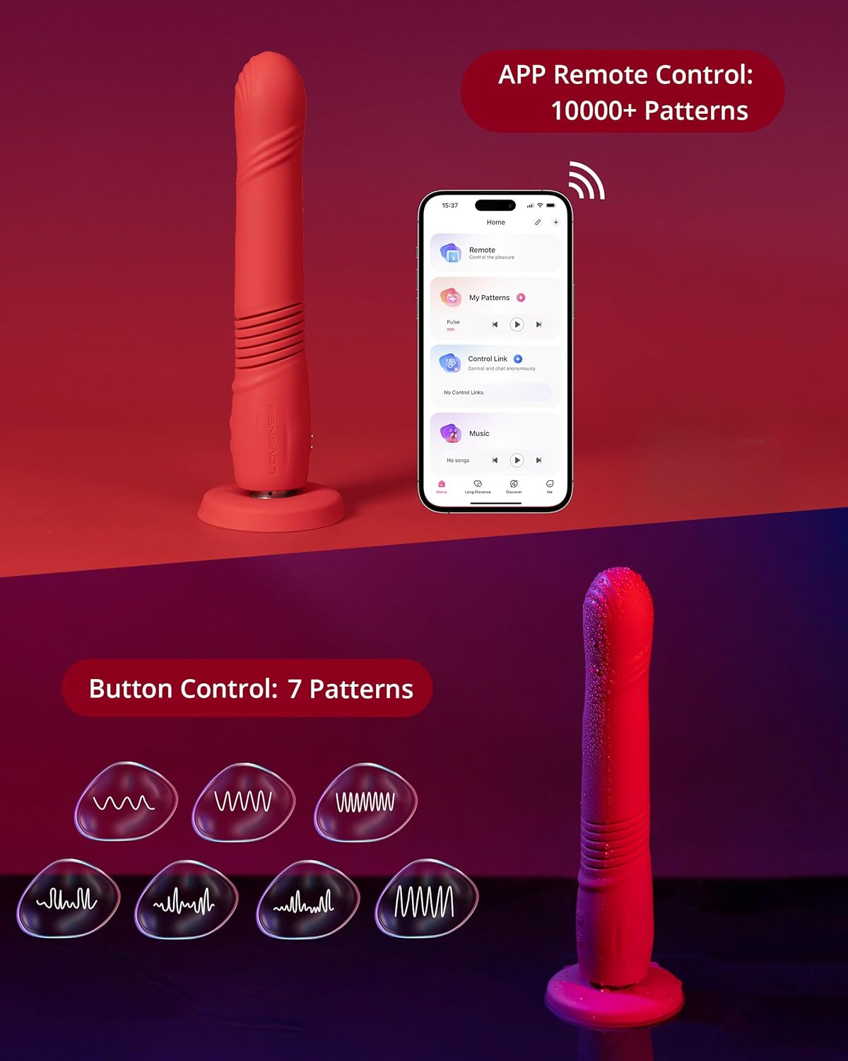 LOVENSE Gravity Thrusting G-Spot Vibrator – App Controlled, Rechargeable Dildo with Vibration & Bluetooth for Couples Play