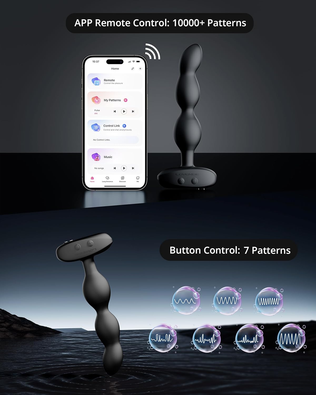 LOVENSE Ridge Vibrator – 360° Rotating Anal Beads & Butt Plug with Remote Control for Men & Women