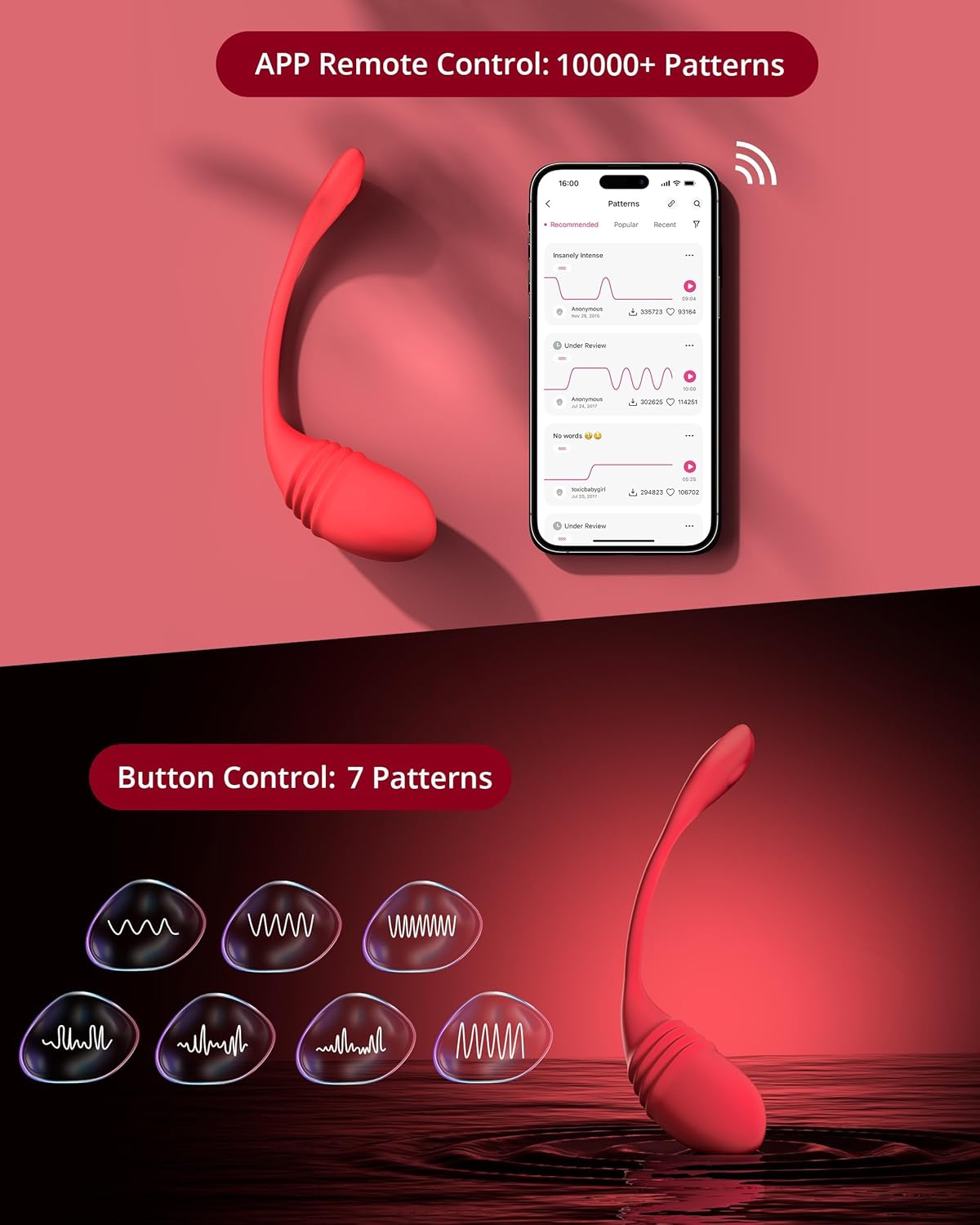 LOVENSE Vulse Vibrator Thrusting & Vibration 2 in 1 Sex Toys, Remote Control G Spot Vibrators Dildo for Long Distance Play, Unlimited Custom Patterns Adult Sex Toys & Games for Women Couples Pleasure
