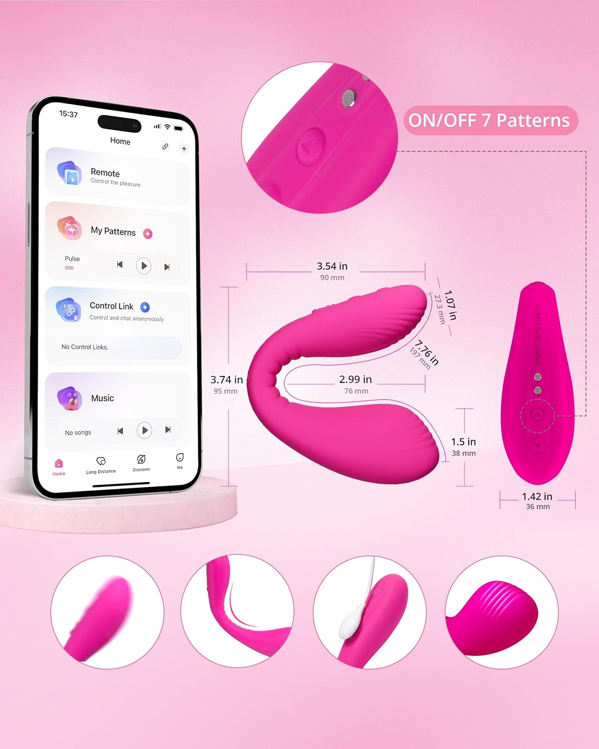 LOVENSE Dolce Dual Vibrator – App Controlled Clitoral & G-Spot Stimulator with 10 Vibration Patterns for Women & Couples