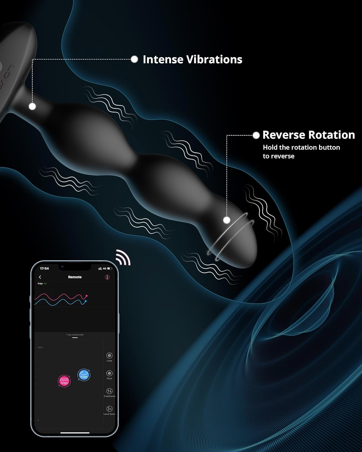 LOVENSE Ridge Vibrator – 360° Rotating Anal Beads & Butt Plug with Remote Control for Men & Women