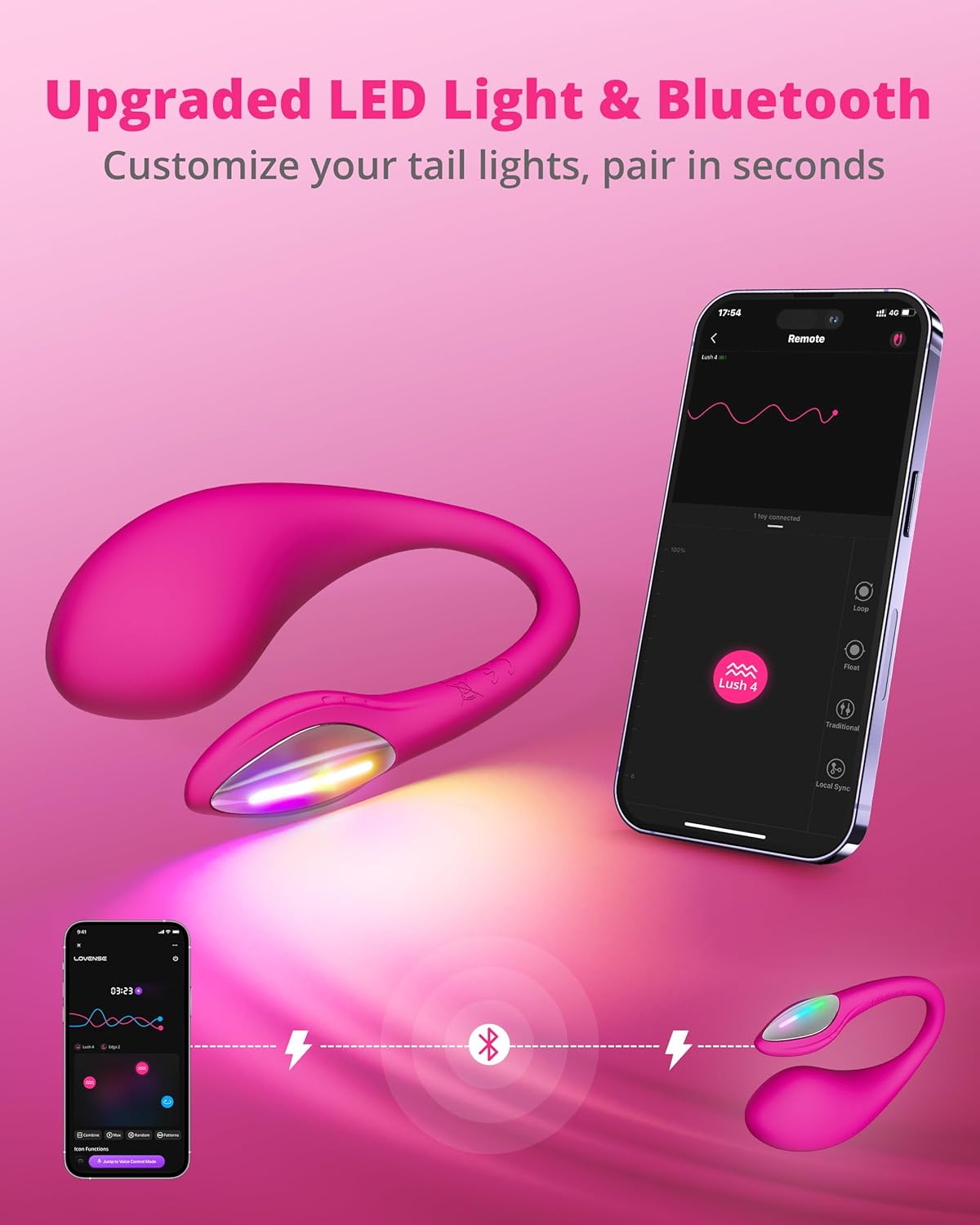 LOVENSE Lush 4 + Gemini Bundle – Remote G-Spot Vibrator & Vibrating Nipple Clamps for Couples