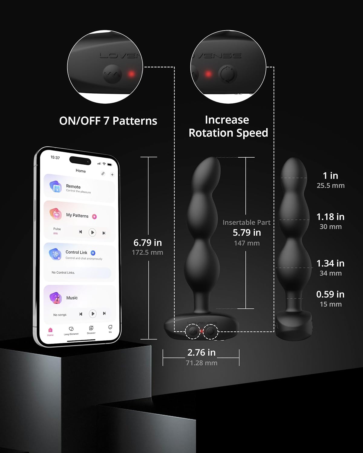 LOVENSE Ridge Vibrator – 360° Rotating Anal Beads & Butt Plug with Remote Control for Men & Women