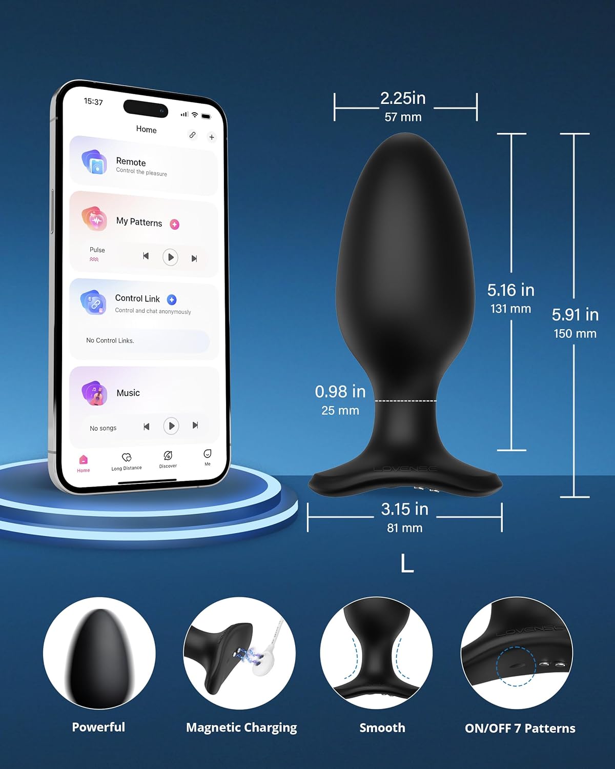 LOVENSE Hush 2 – 2.25" Vibrating Butt Plug for Men & Women with Remote Control & Deep Vibration