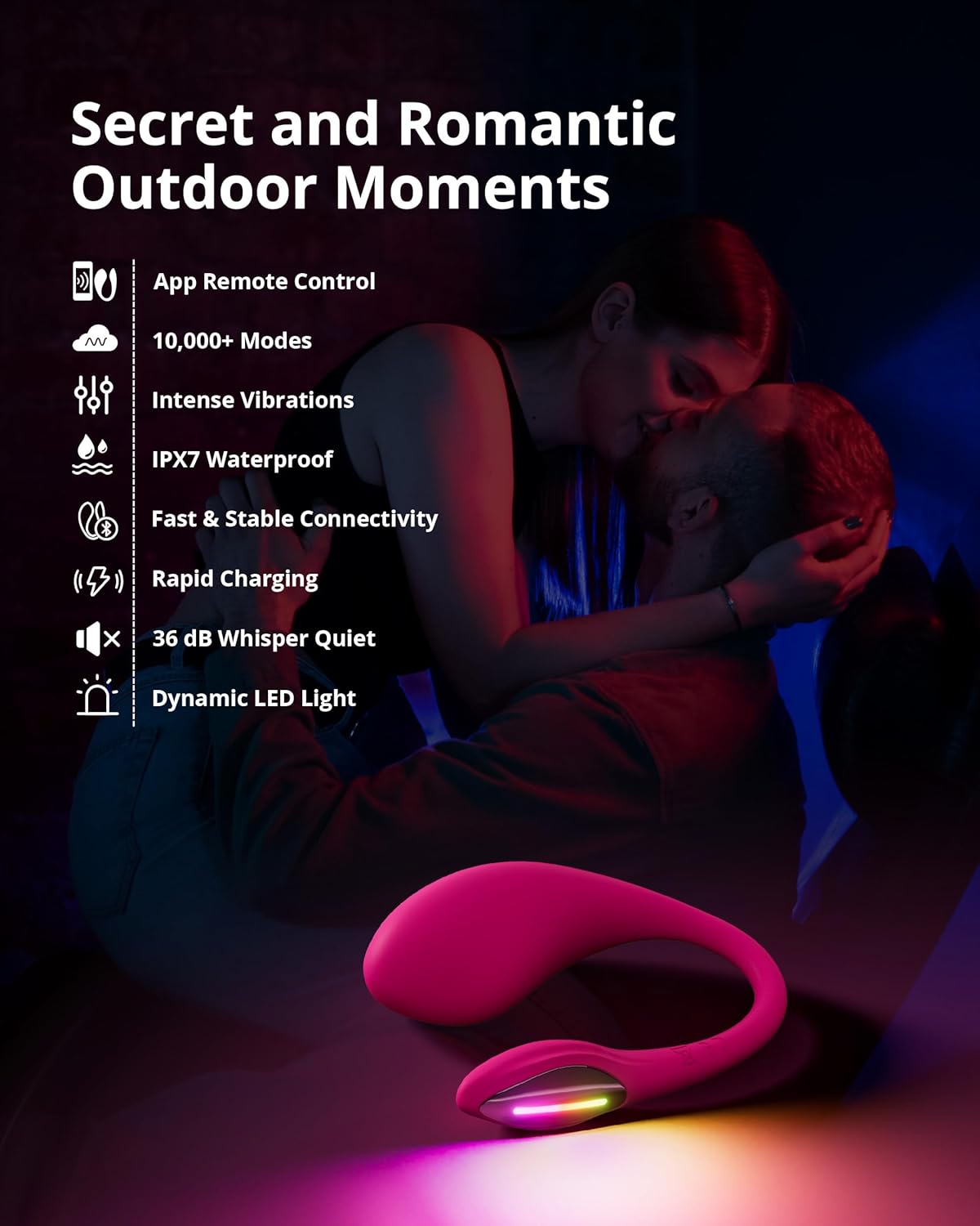 LOVENSE Lush 4 Remote Control G-spot Vibrator, Wearable Long Distance Adult Sex Toys & Games with LED Light, App Controlled Egg Vibrators for Women Couples, Powerful Vibration, Discreet, Waterproof