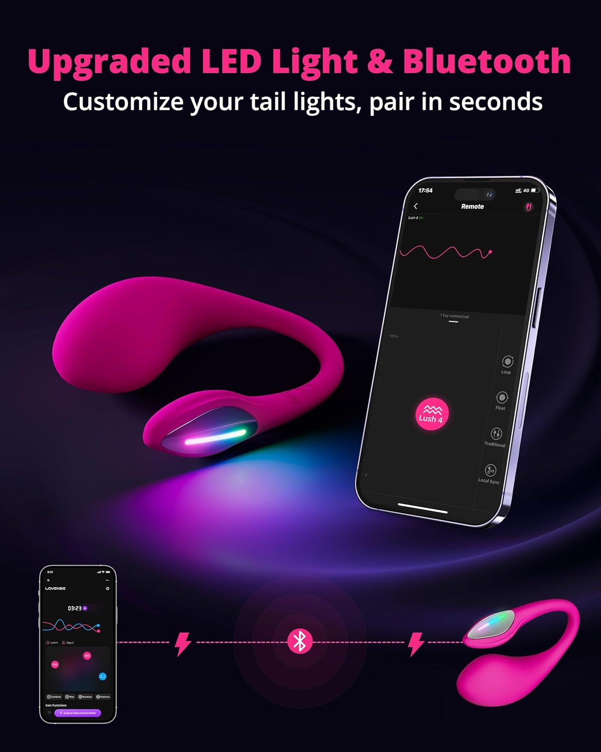 LOVENSE Lush 4 + Osci 3 Bundle – Wearable G-Spot Vibrator & Dual Motor Rabbit Vibrator for Women
