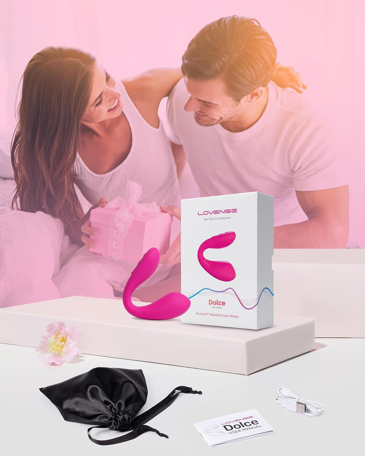 LOVENSE Dolce Dual Vibrator – App Controlled Clitoral & G-Spot Stimulator with 10 Vibration Patterns for Women & Couples