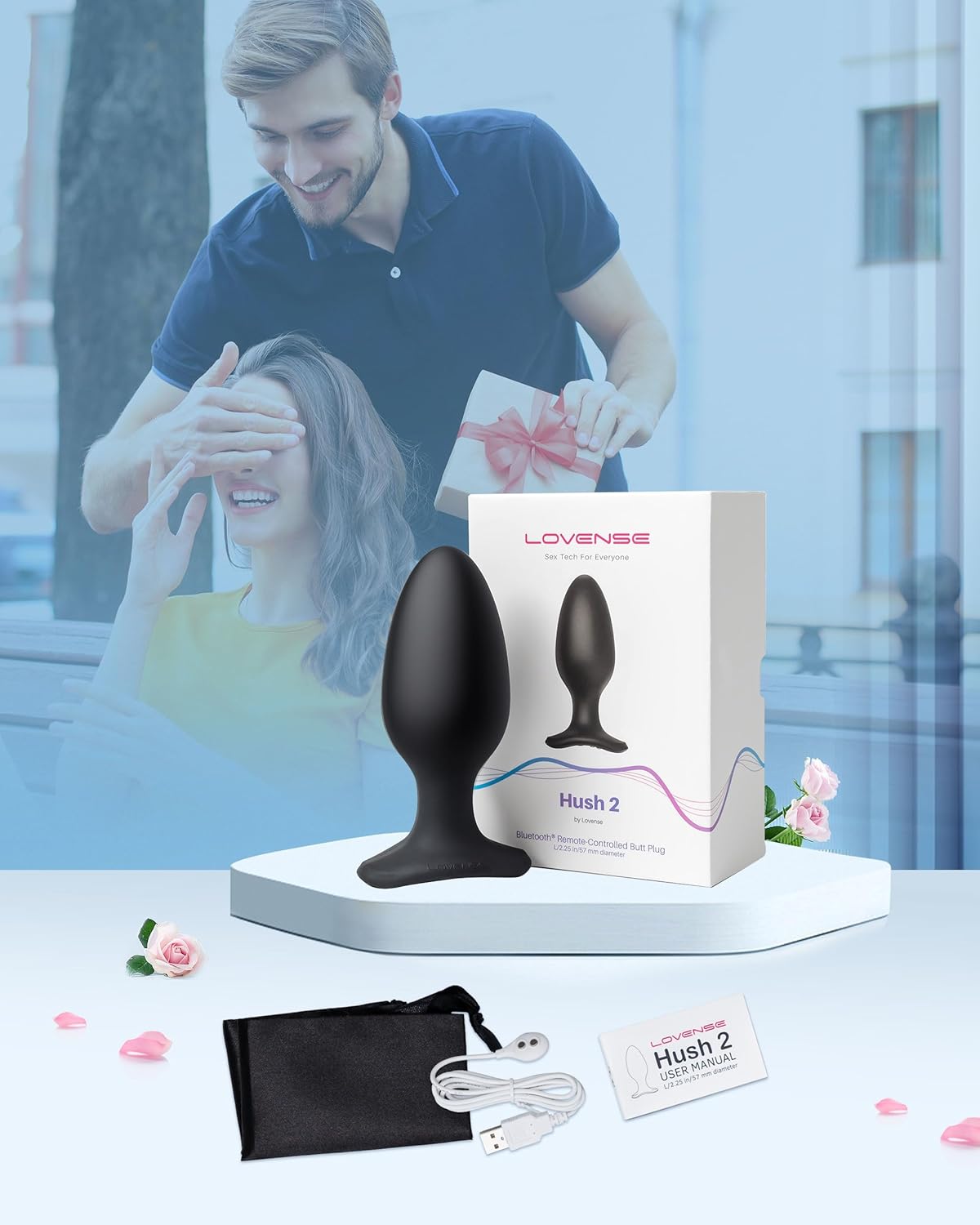 LOVENSE Hush 2 – 2.25" Vibrating Butt Plug for Men & Women with Remote Control & Deep Vibration