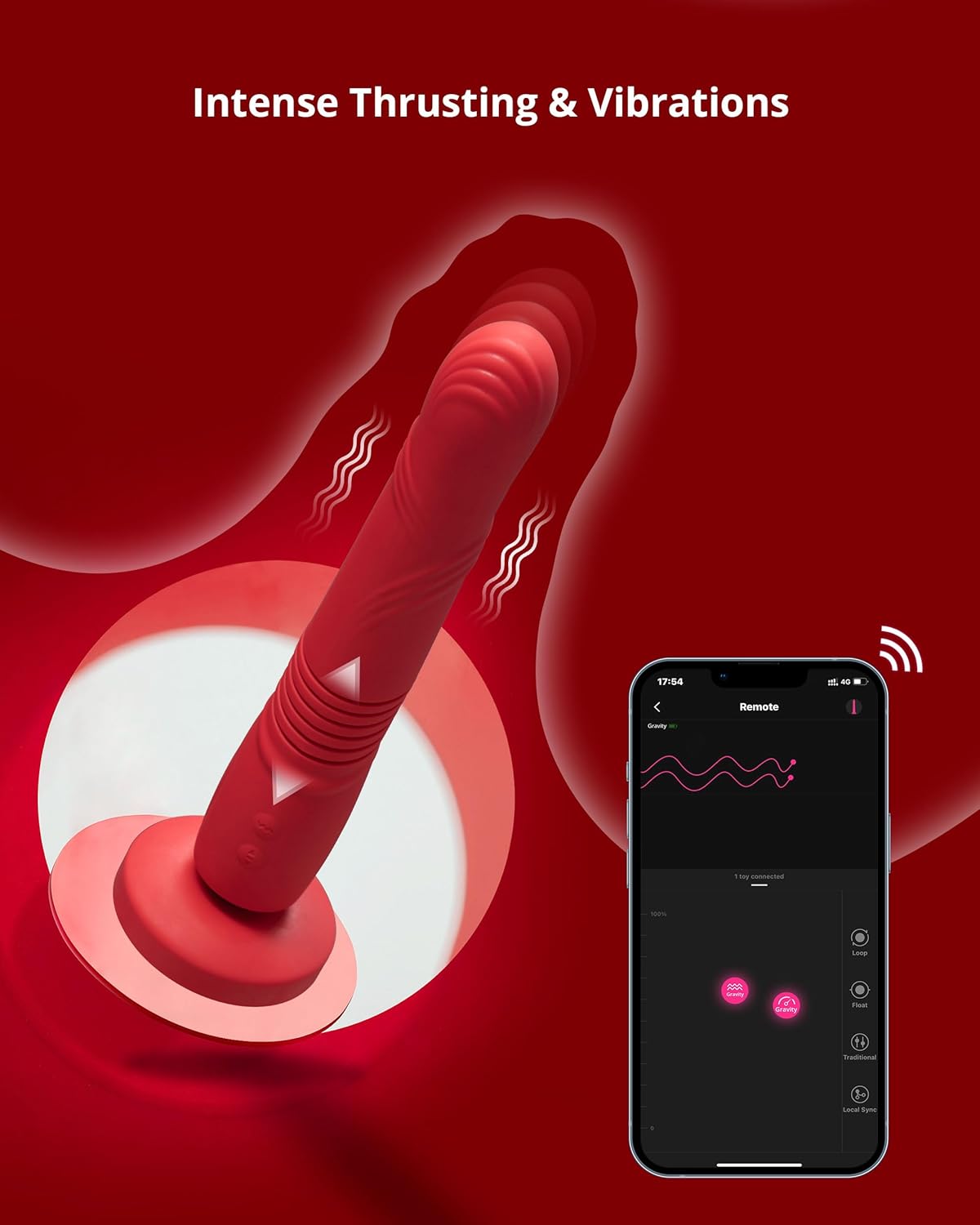 LOVENSE Gravity Thrusting G-Spot Vibrator – App Controlled, Rechargeable Dildo with Vibration & Bluetooth for Couples Play