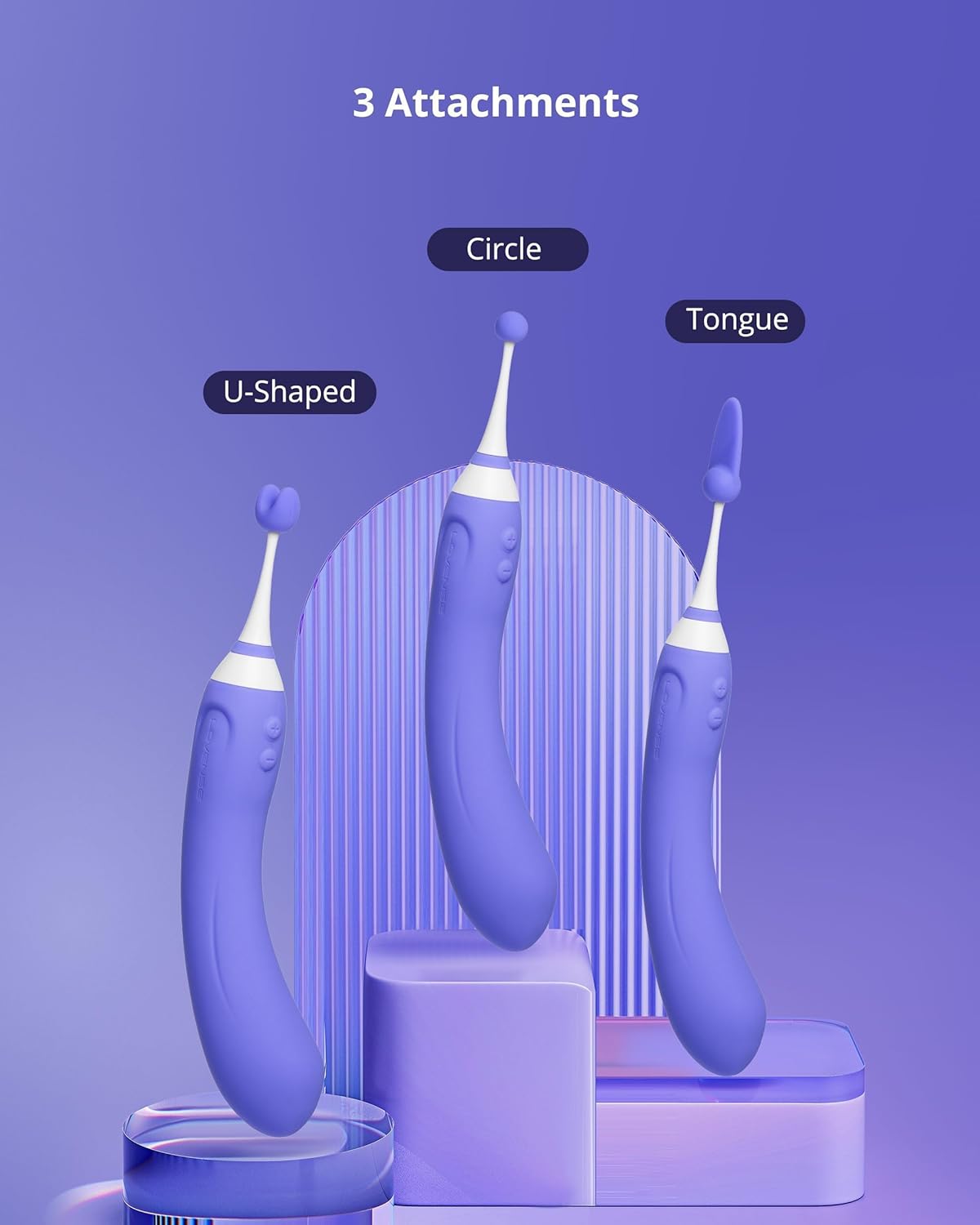 LOVENSE Hyphy Dual-Ended G-Spot & Clitoral Vibrator – App-Controlled High-Frequency Vibrator with 3 Stimulating Attachments for Women