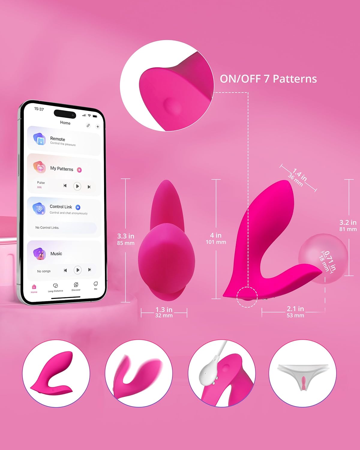 LOVENSE Flexer Wearable Panty Vibrator – App-Controlled Bluetooth Butterfly Vibrator for Women, Clitoral & G-Spot Stimulator, Rechargeable Sex Toy for Couples