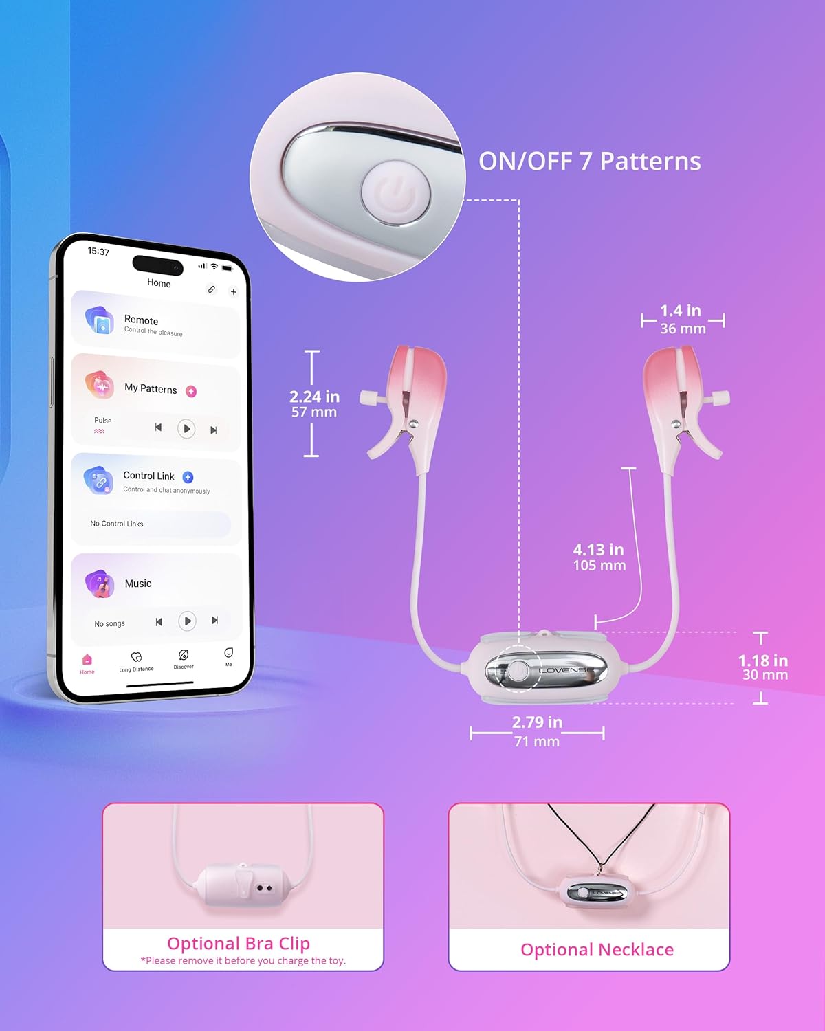LOVENSE Gemini – Bluetooth Vibrating Nipple Clamps with Remote App Control for Men & Women