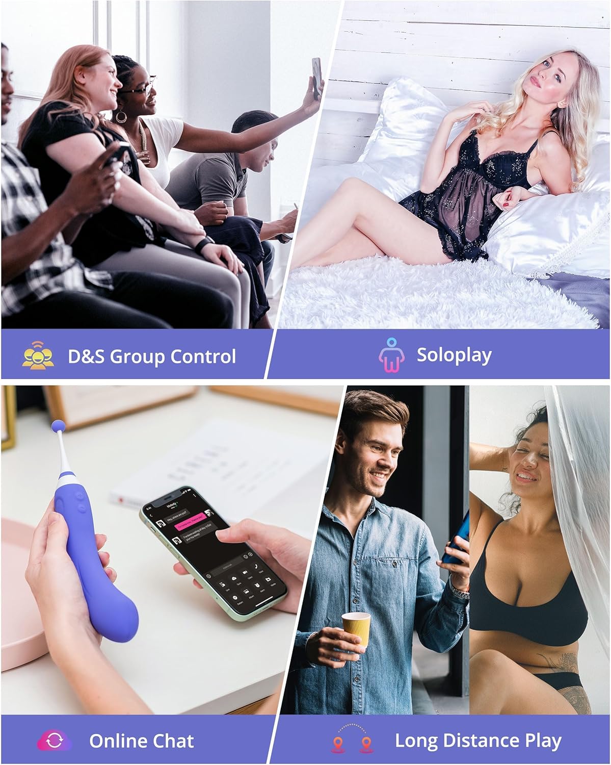 LOVENSE Hyphy Dual-Ended G-Spot & Clitoral Vibrator – App-Controlled High-Frequency Vibrator with 3 Stimulating Attachments for Women