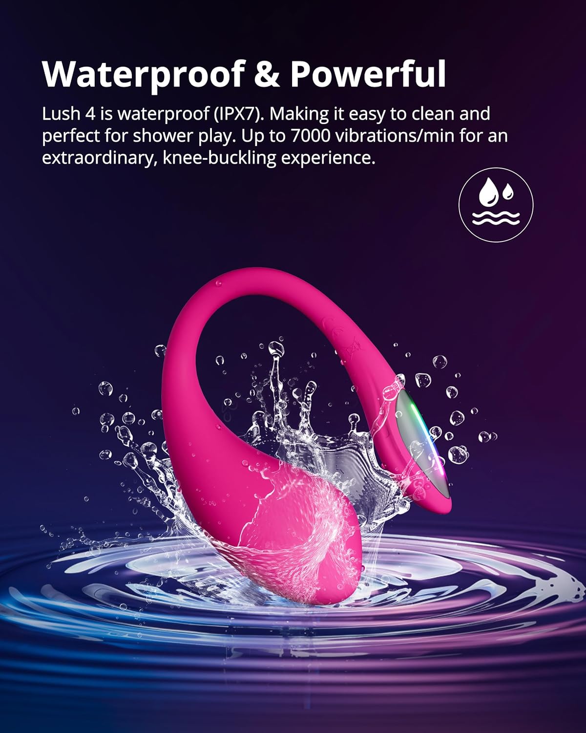LOVENSE Lush 4 Remote Control G-spot Vibrator, Wearable Long Distance Adult Sex Toys & Games with LED Light, App Controlled Egg Vibrators for Women Couples, Powerful Vibration, Discreet, Waterproof
