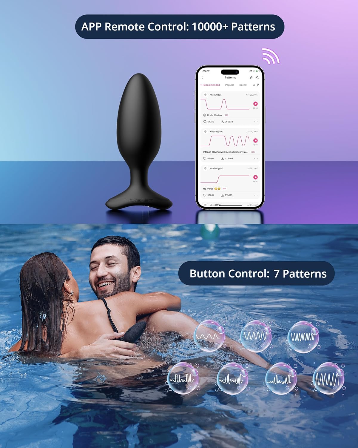 LOVENSE Hush 2 – 2.25" Vibrating Butt Plug for Men & Women with Remote Control & Deep Vibration