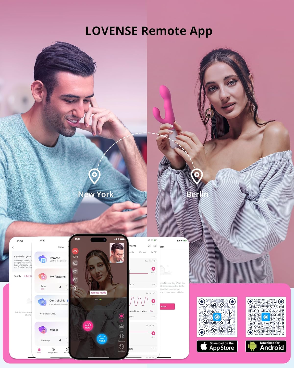 LOVENSE Nora Rabbit Vibrator – App Controlled G-Spot & Clitoral Stimulator, Rotating Head with Powerful Vibrations