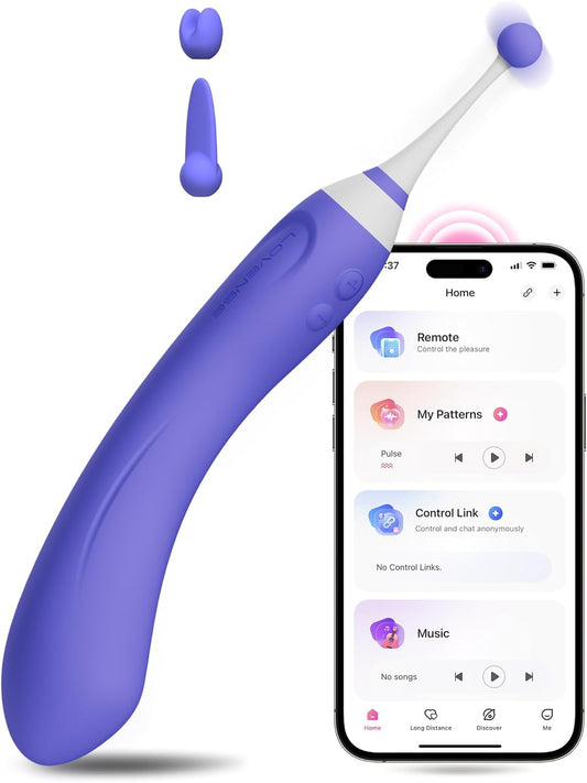 LOVENSE Hyphy Dual-Ended G-Spot & Clitoral Vibrator – App-Controlled High-Frequency Vibrator with 3 Stimulating Attachments for Women