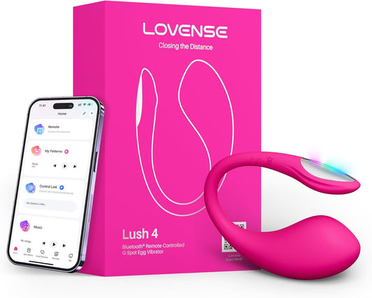 LOVENSE Lush 4 Remote Control G-spot Vibrator, Wearable Long Distance Adult Sex Toys & Games with LED Light, App Controlled Egg Vibrators for Women Couples, Powerful Vibration, Discreet, Waterproof