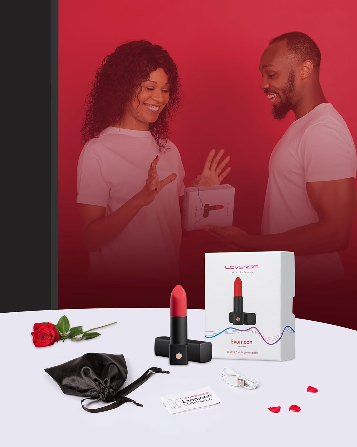 LOVENSE Exomoon Lipstick Bullet Vibrator – App-Controlled Discreet Clitoral Stimulator for Women, Travel-Ready Bluetooth Sex Toy