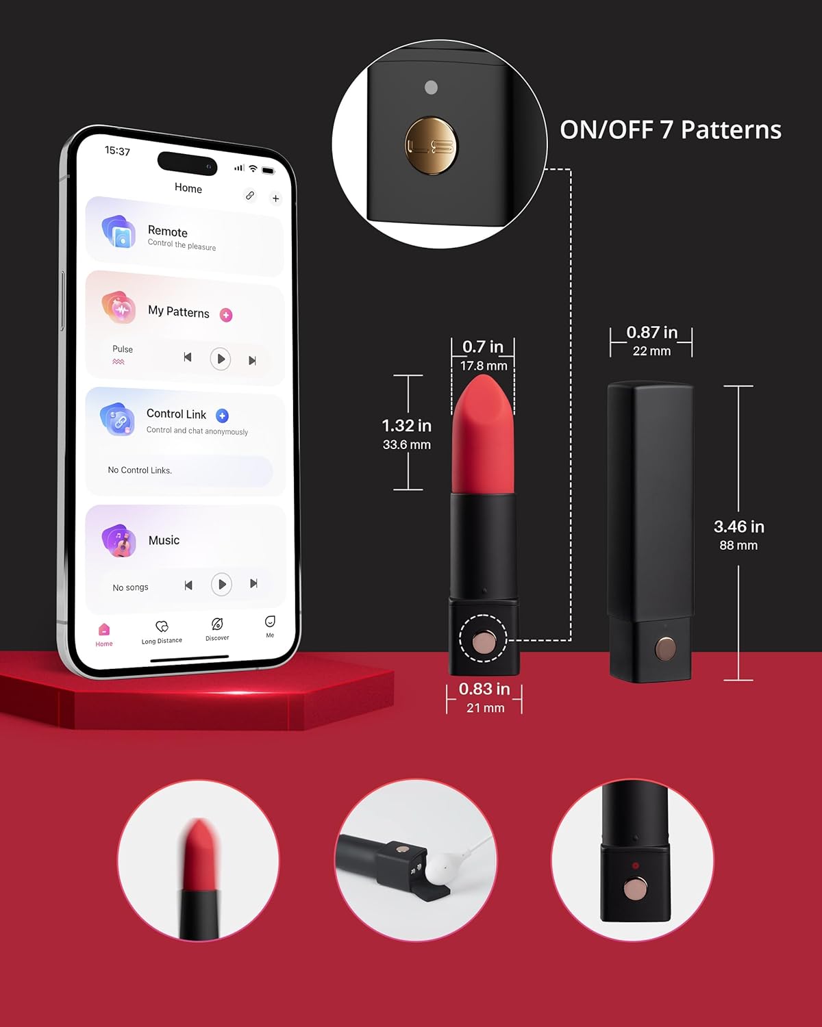 LOVENSE Exomoon Lipstick Bullet Vibrator – App-Controlled Discreet Clitoral Stimulator for Women, Travel-Ready Bluetooth Sex Toy
