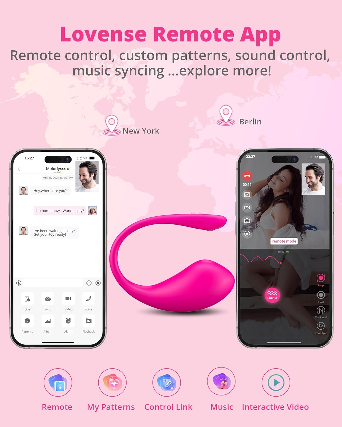 LOVENSE Lush 3 – Remote-Controlled Wearable G-Spot Vibrator for Women | App-Enabled Bullet Vibrator for Couples with Unlimited Vibration Modes