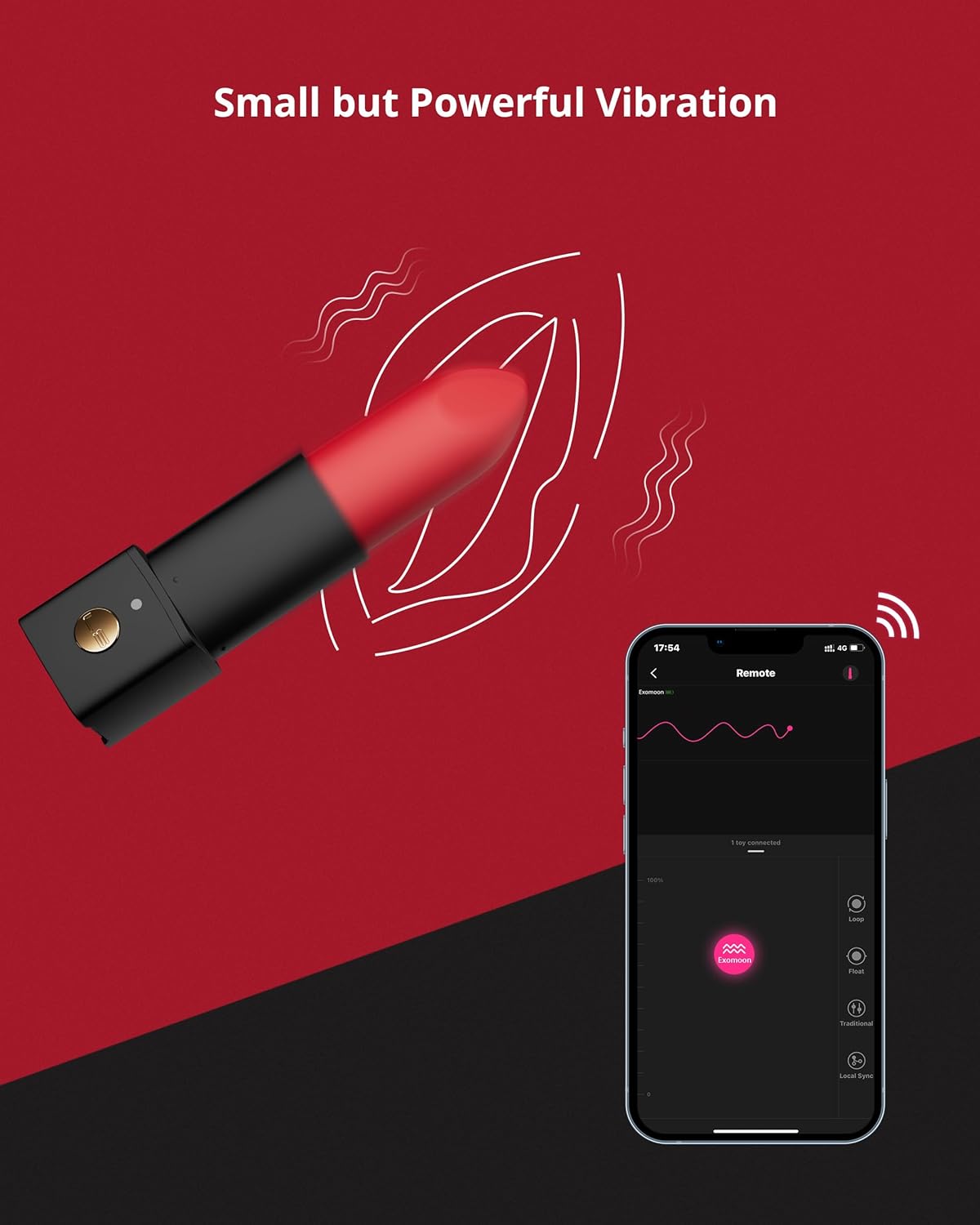 LOVENSE Exomoon Lipstick Bullet Vibrator – App-Controlled Discreet Clitoral Stimulator for Women, Travel-Ready Bluetooth Sex Toy