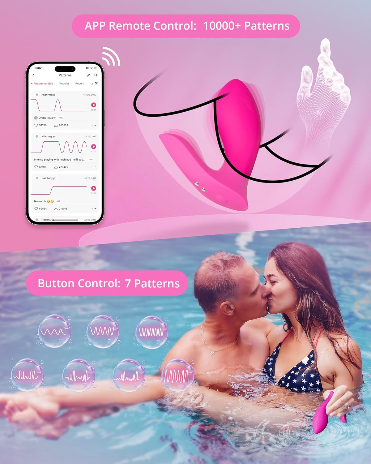 LOVENSE Flexer Wearable Panty Vibrator – App-Controlled Bluetooth Butterfly Vibrator for Women, Clitoral & G-Spot Stimulator, Rechargeable Sex Toy for Couples